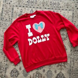 I love Dolly crewneck sweatshirt NWOT Sz Med Valentines Dollywood Parton